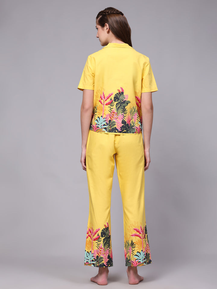 Nightwear Set - Yellow Border Print