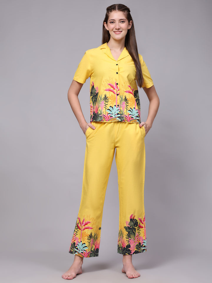 Nightwear Set - Yellow Border Print