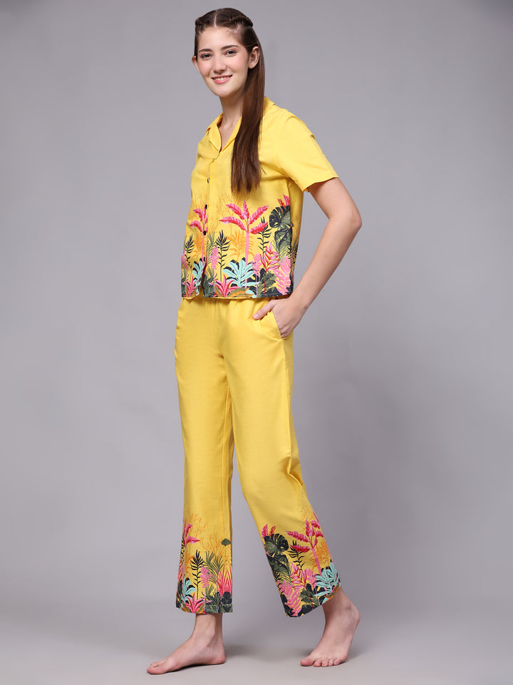 Nightwear Set - Yellow Border Print