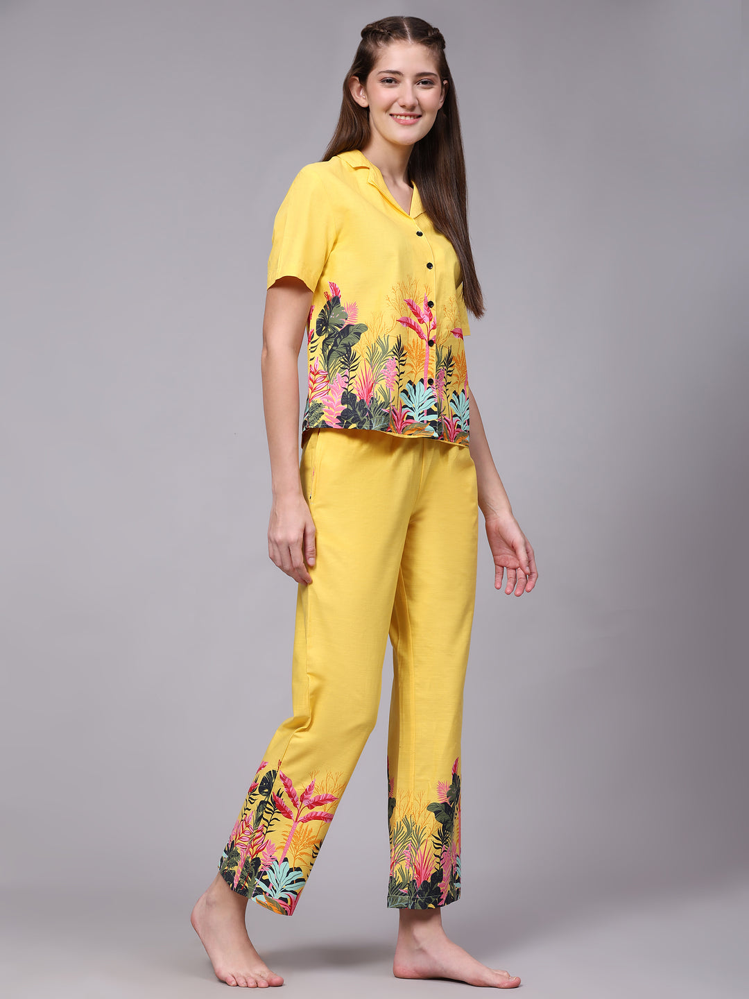 Nightwear Set - Yellow Border Print