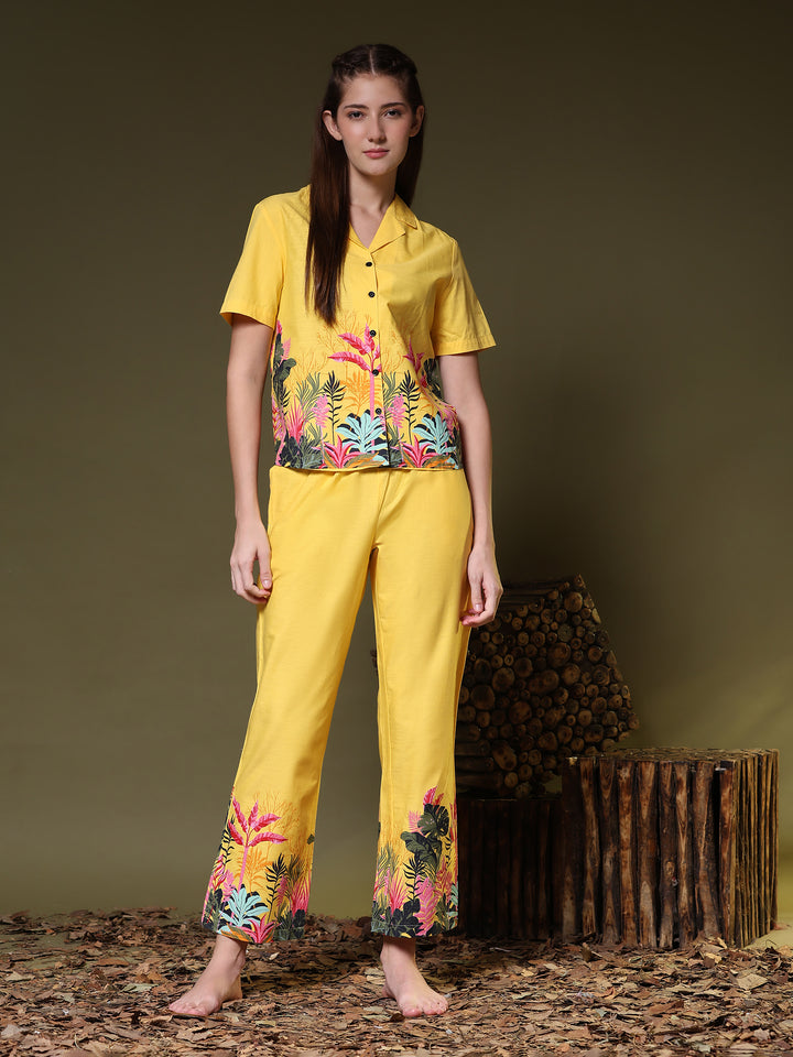 Nightwear Set - Yellow Border Print