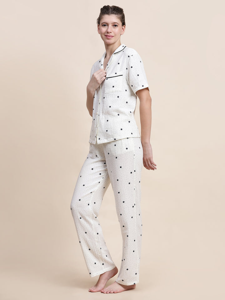 Nightwear Set - White Star Print