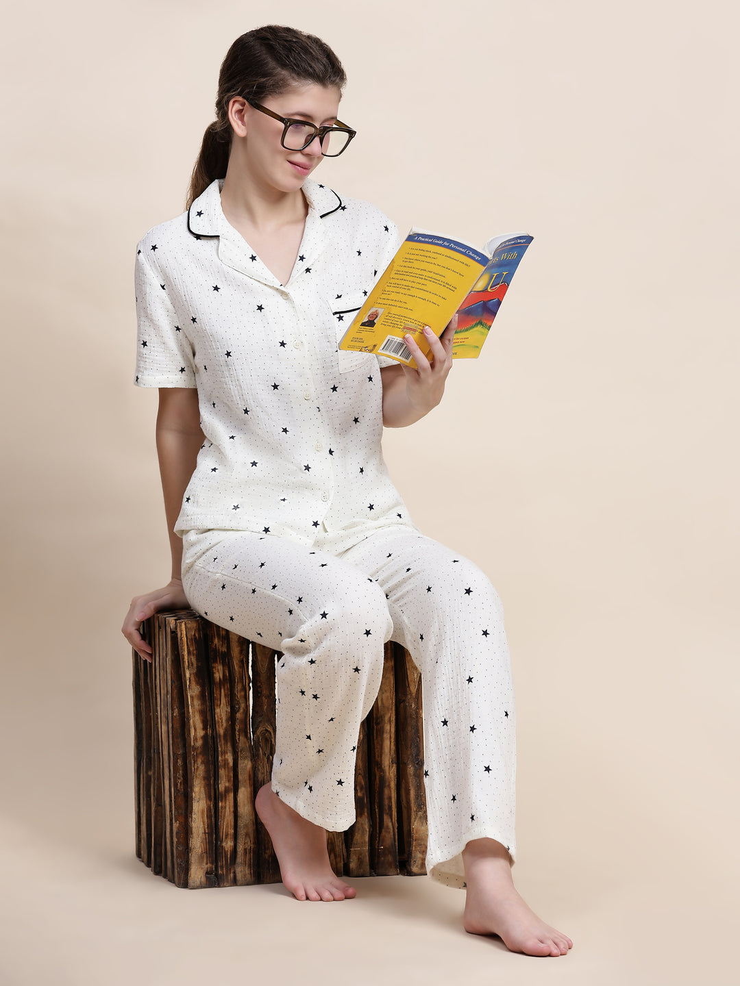 Nightwear Set - White Star Print