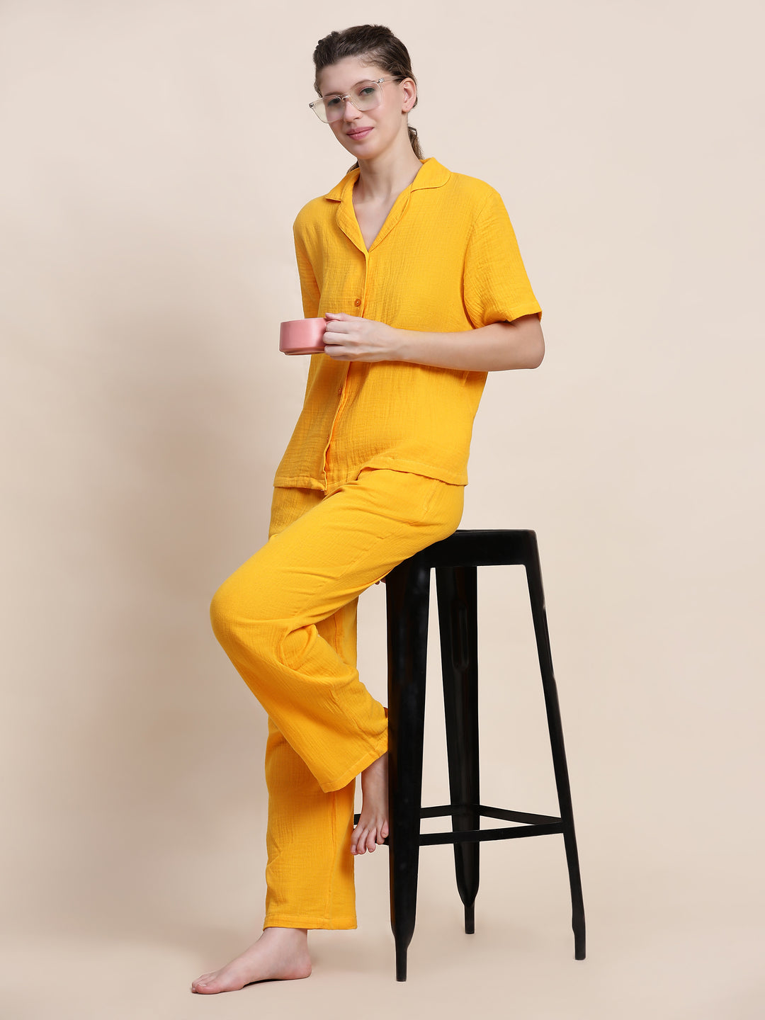 Nightwear Set - Yellow Solid color