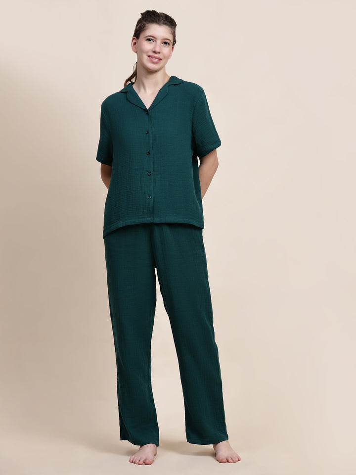 Nightwear Set - Green Solid