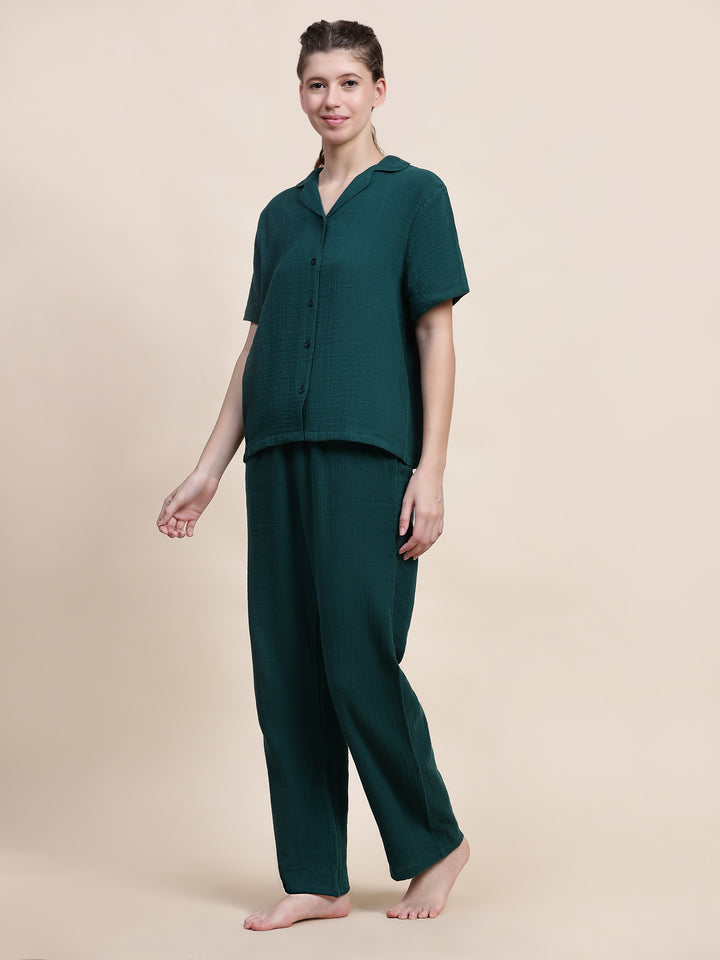 Nightwear Set - Green Solid