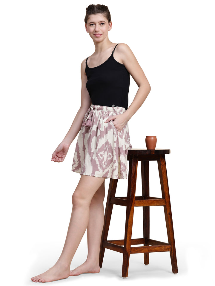 Viscose Culotte Shorts - Purple Printed