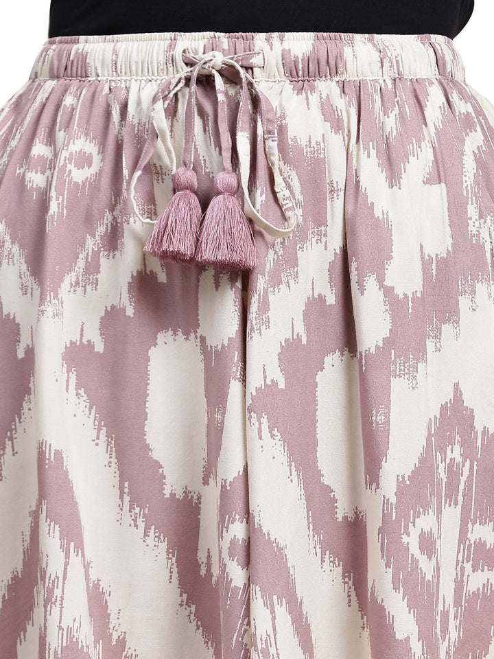 Viscose Culotte Shorts - Purple Printed