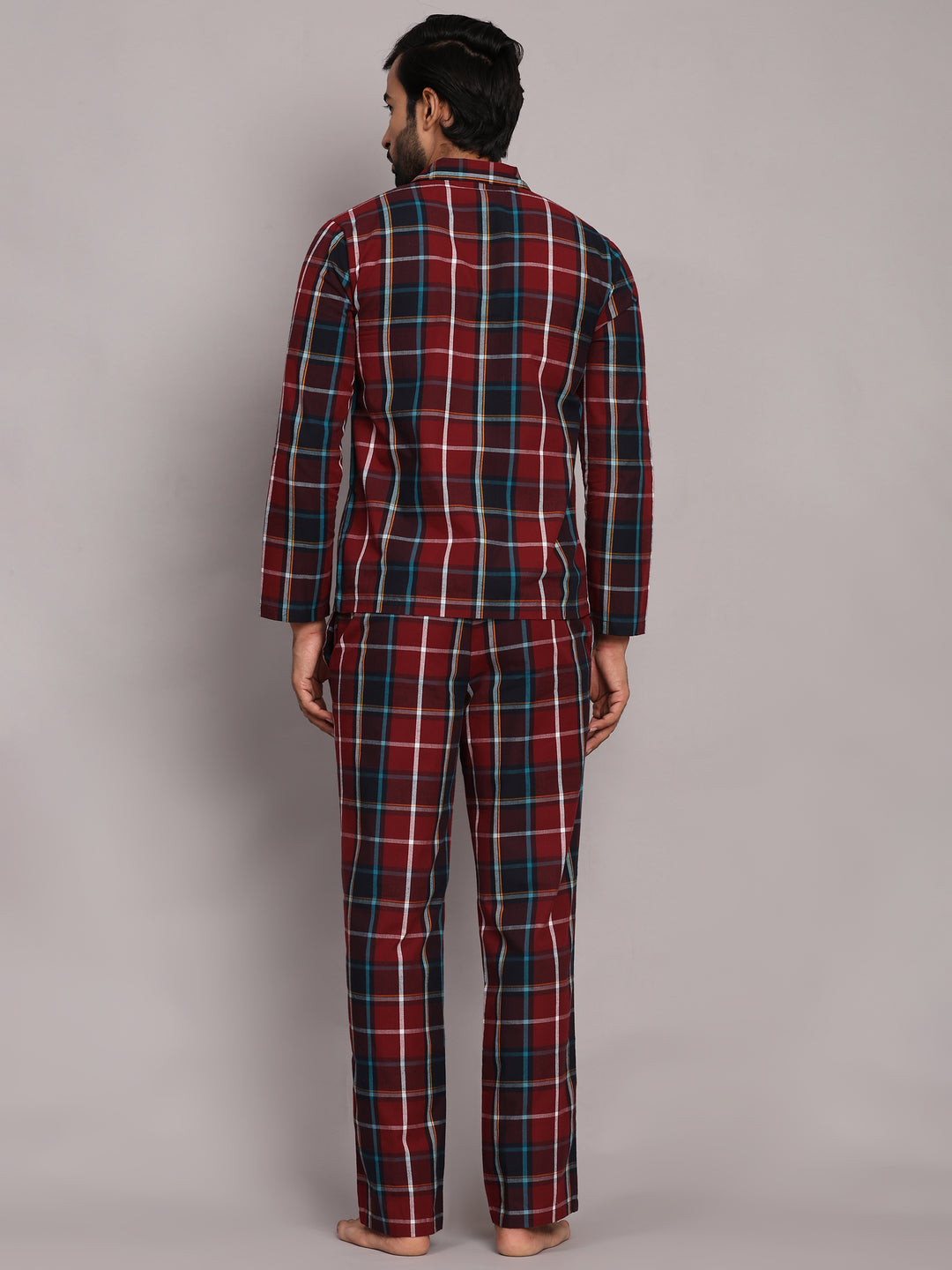 Cotton Nighwear for Men - Red Checks