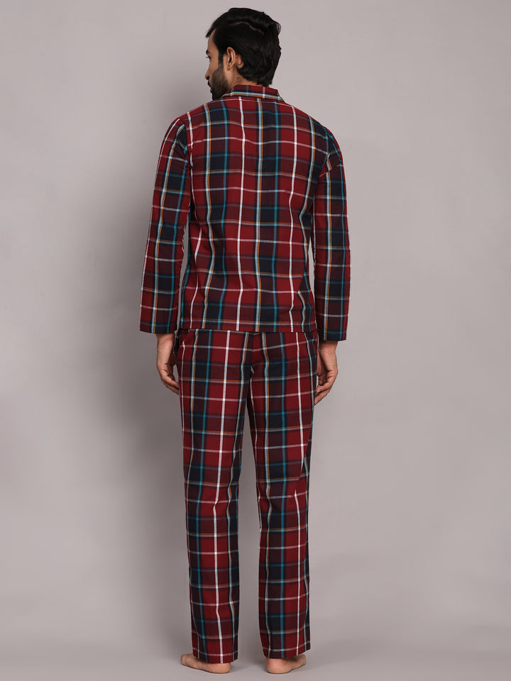 Cotton Nighwear for Men - Red Checks
