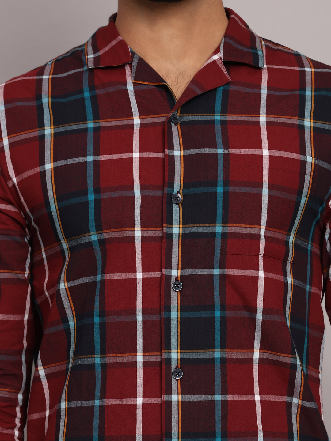 Cotton Nighwear for Men - Red Checks