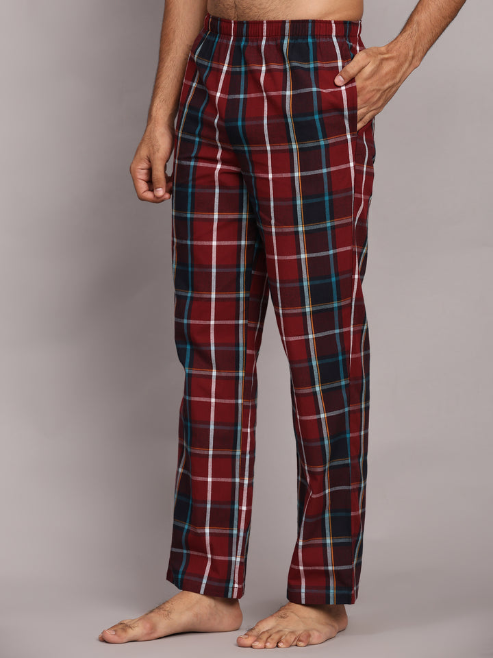 Cotton Nighwear for Men - Red Checks