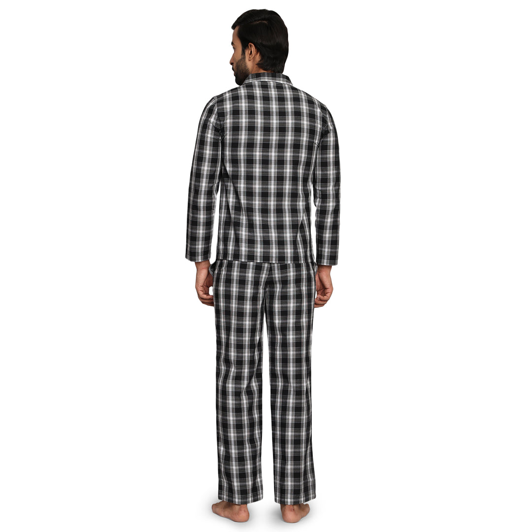 Cotton Nighwear for Men - Black Checks