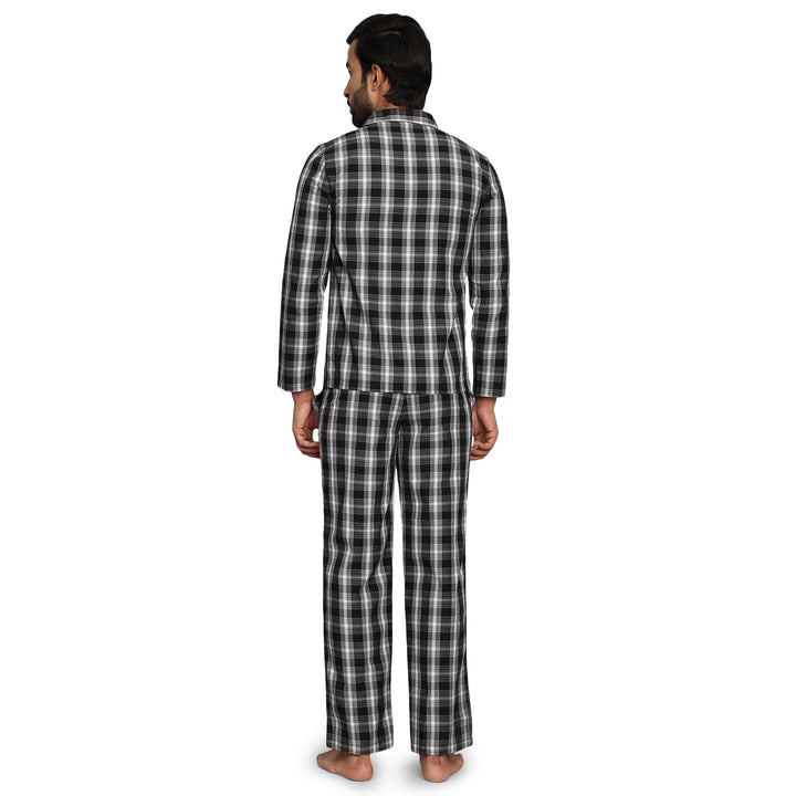 Cotton Nighwear for Men - Black Checks