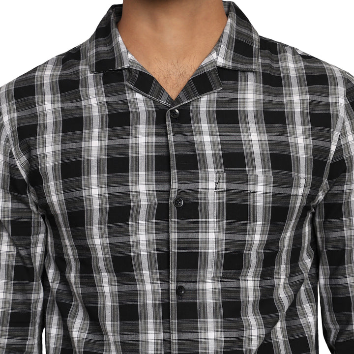 Cotton Nighwear for Men - Black Checks