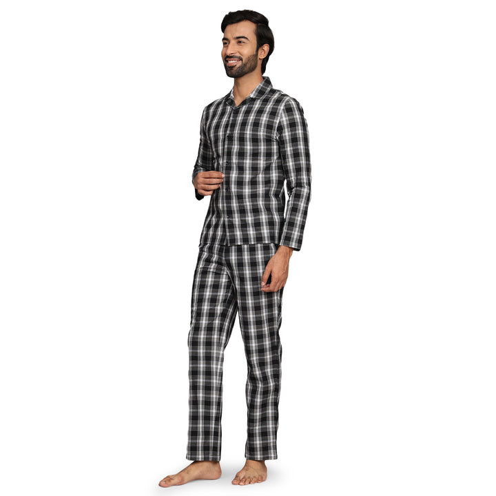 Cotton Nighwear for Men - Black Checks