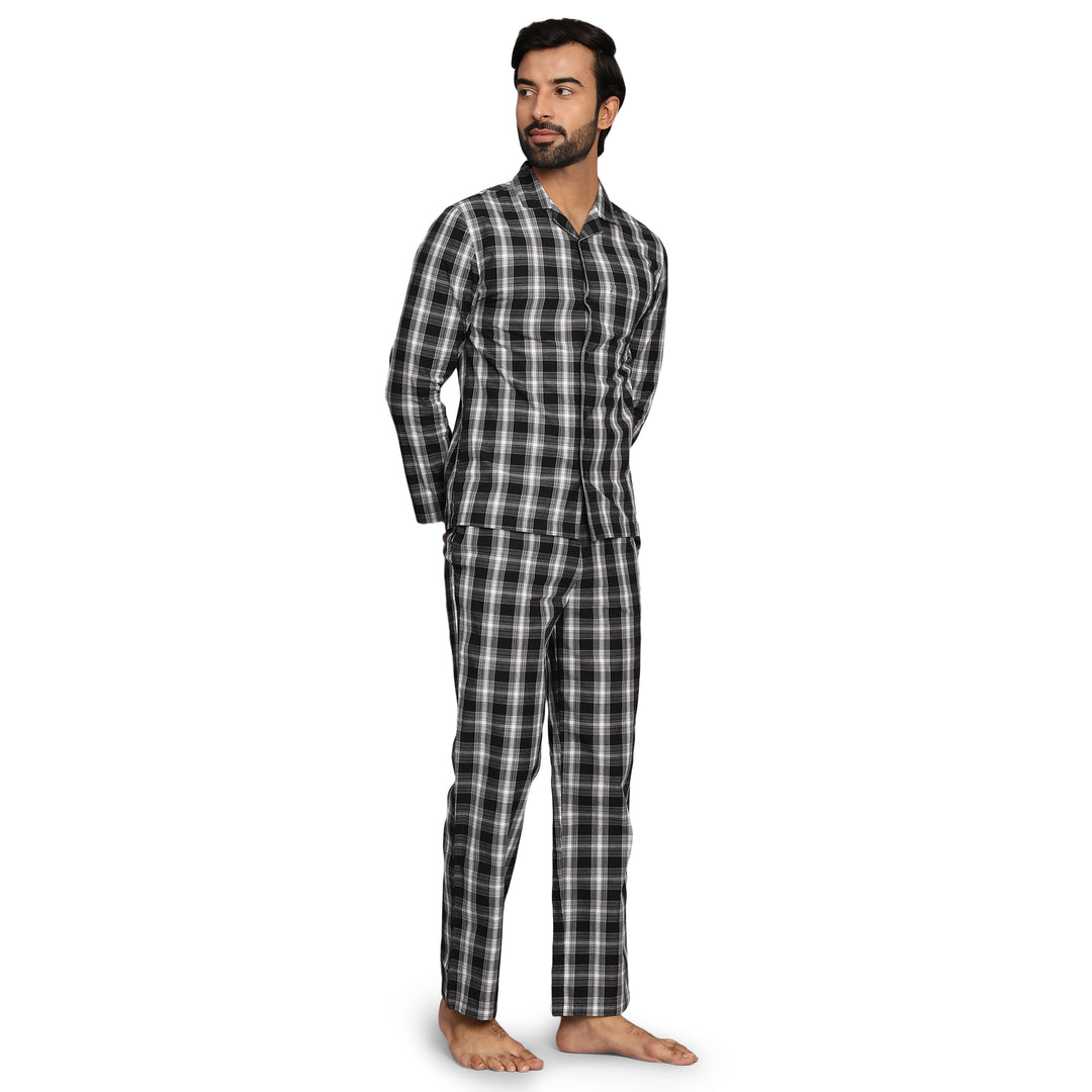 Cotton Nighwear for Men - Black Checks