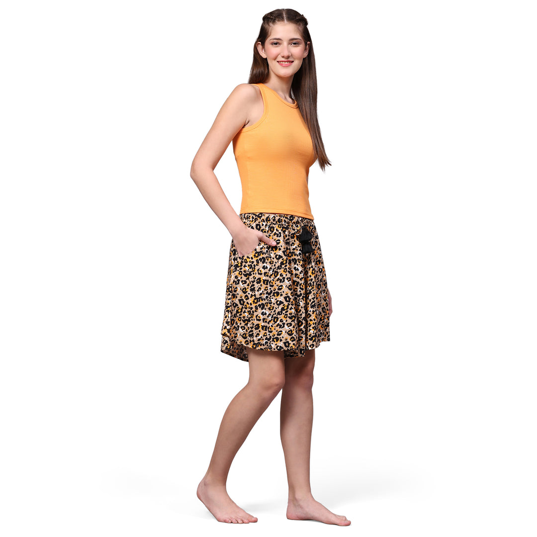Viscose Culotte Shorts - Cheetah Print