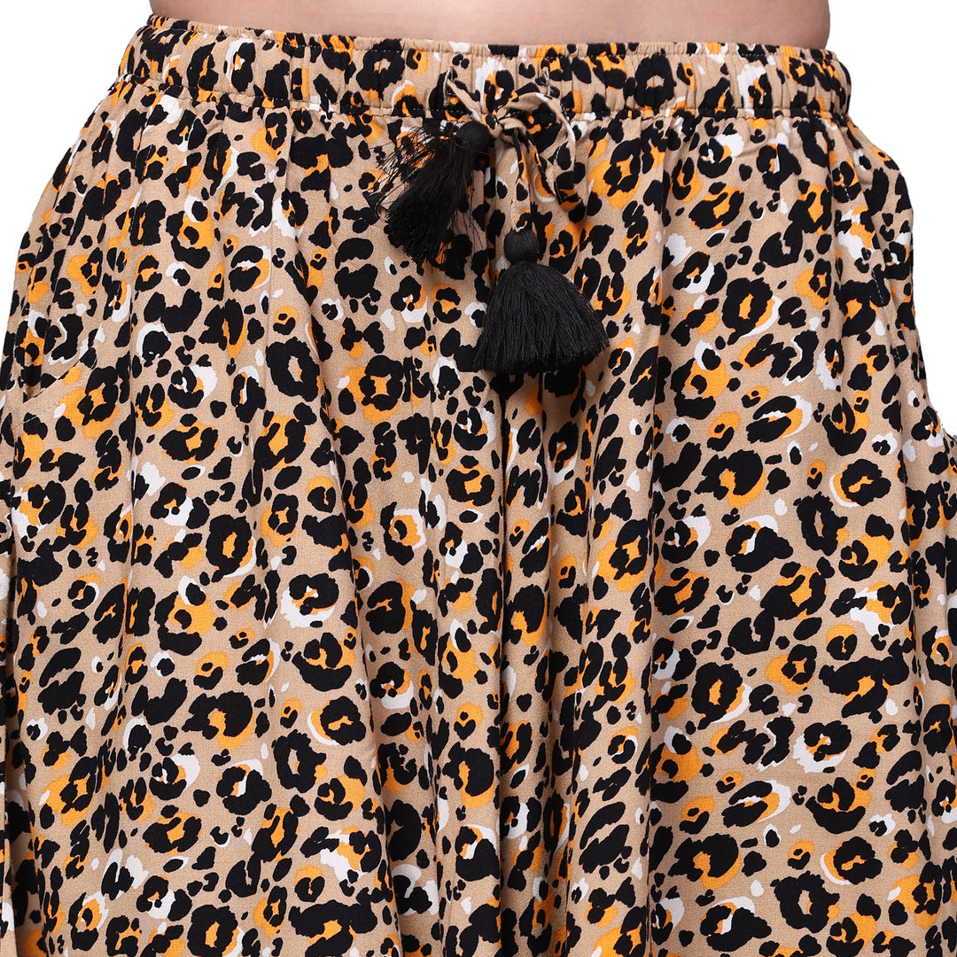Viscose Culotte Shorts - Cheetah Print