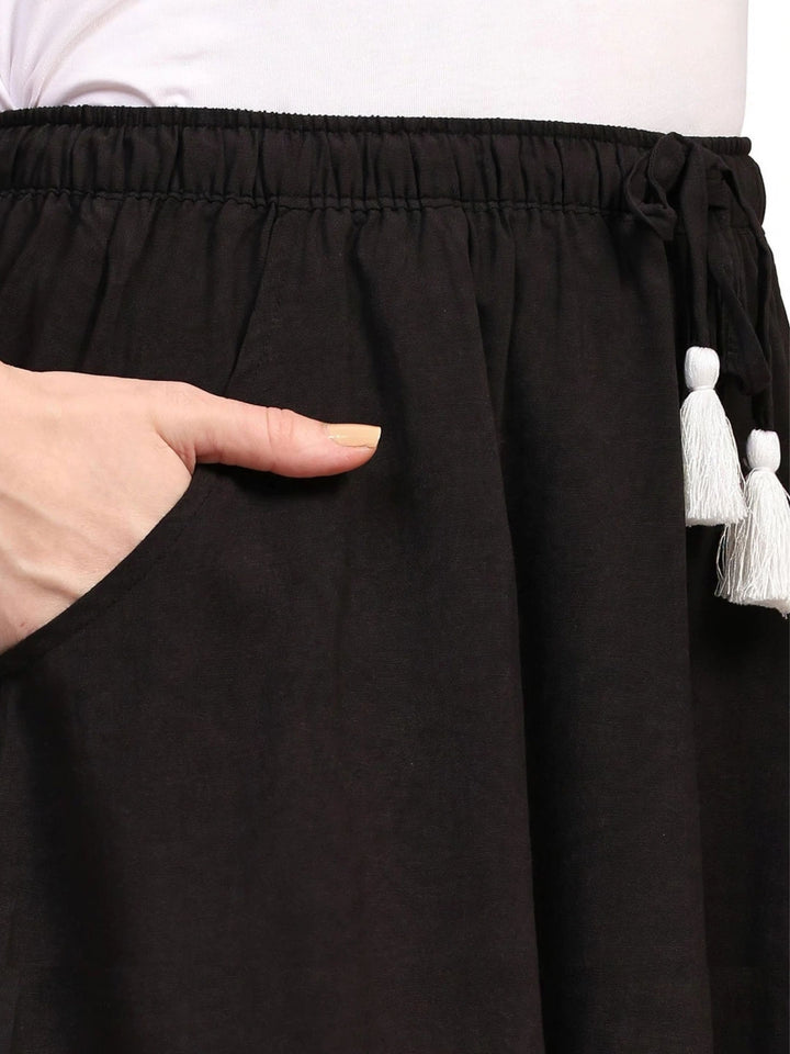 Viscose Culotte Shorts - Stable Black