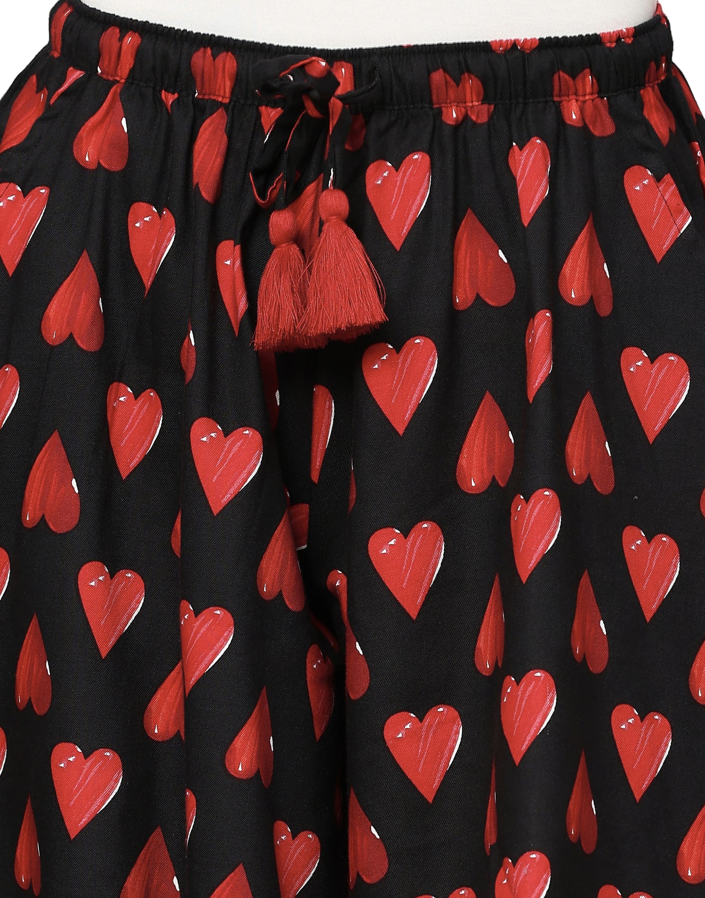 Culotte Shorts for Women-Black Heart Print