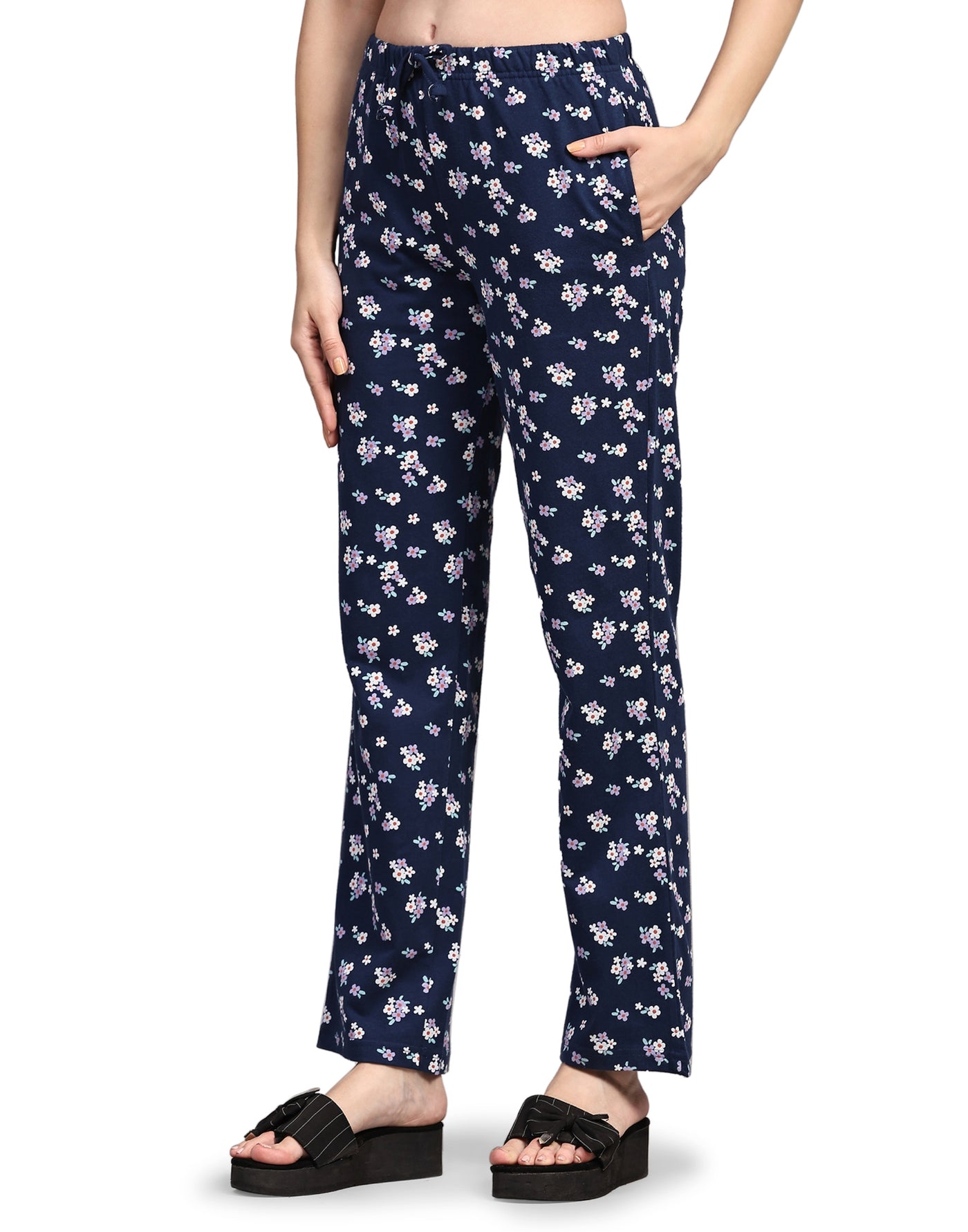 Pyjama Set for Women-Blue Floral Print