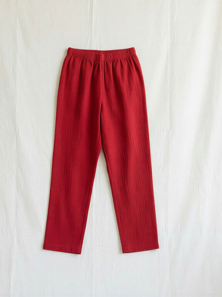 Women Cotton Night Suit - Half Sleeve Night Dress with Pockets | Savvy Red Double Cloth PJ set