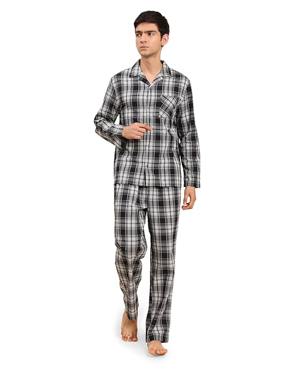 Cotton Nighwear for Men - Black Checks
