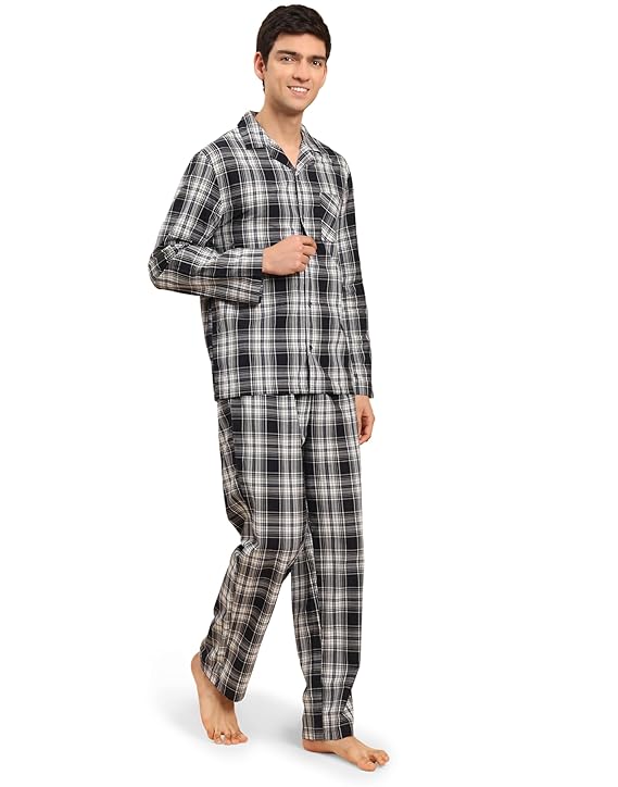 Cotton Nighwear for Men - Black Checks