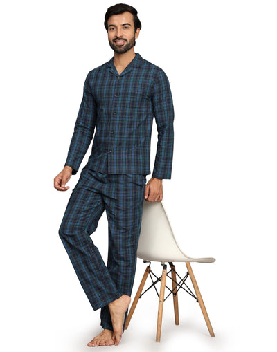 Pyjama Set for Men-Green Checks