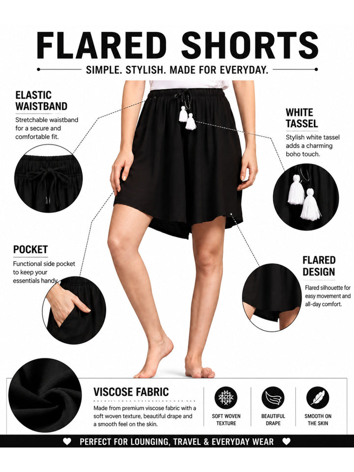 Viscose Culotte Shorts - Stable Black