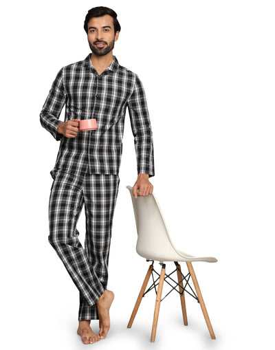 Pyjama Set for Men-Black Checks