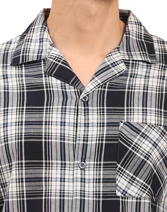 Cotton Nighwear for Men - Black Checks