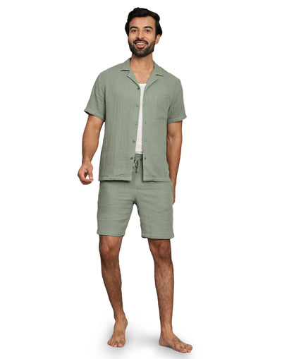 Co-ord Set for Men - Green Solid