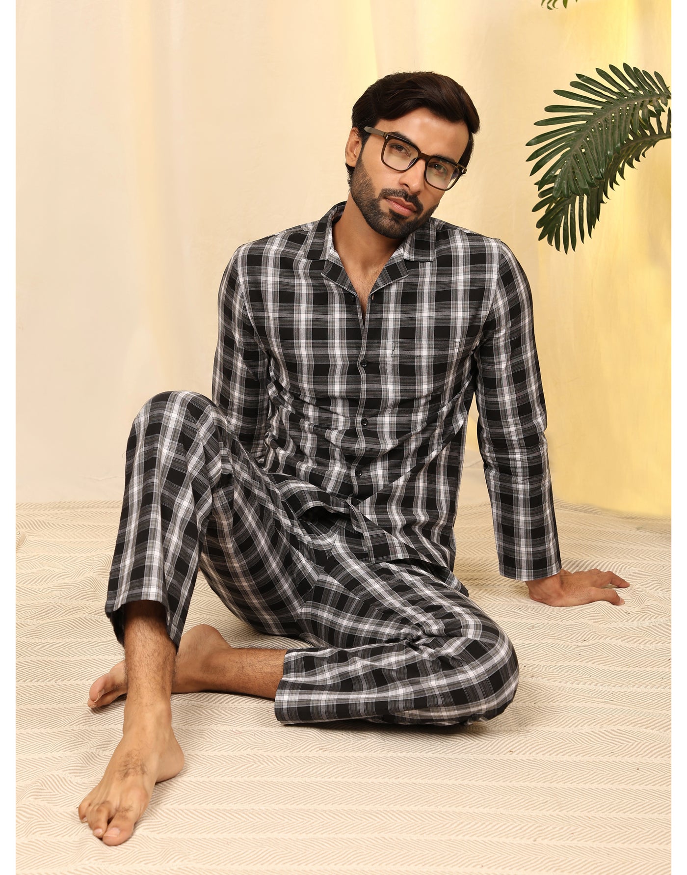 Pyjama Set for Men-Black Checks