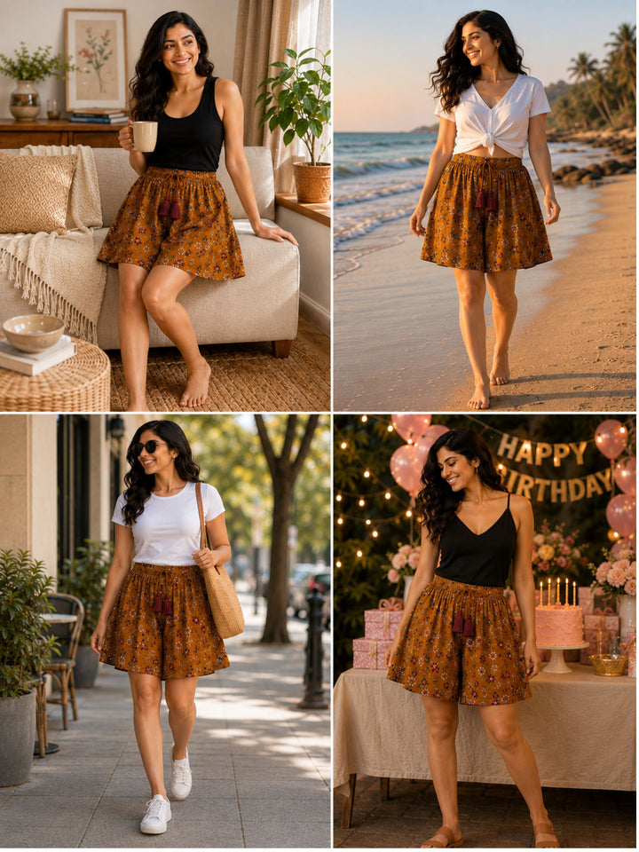 Viscose Culotte Shorts - Musted Yellow(S-XXL)