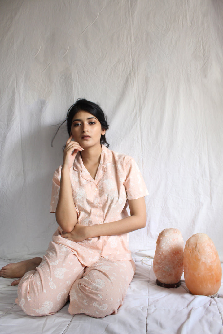 Nightwear Set - Peach Paisley