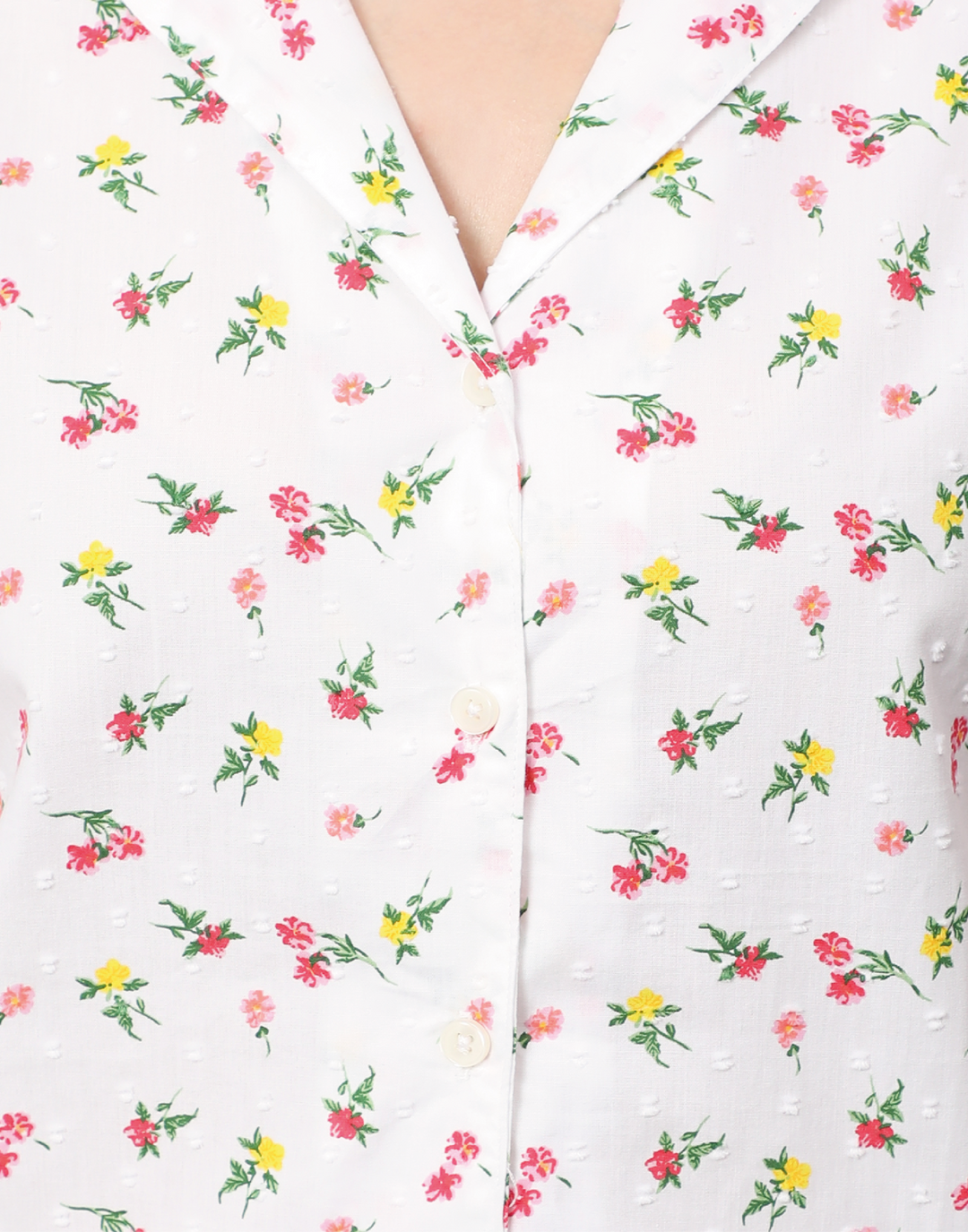 Nightwear Set - White Disty Floral Print