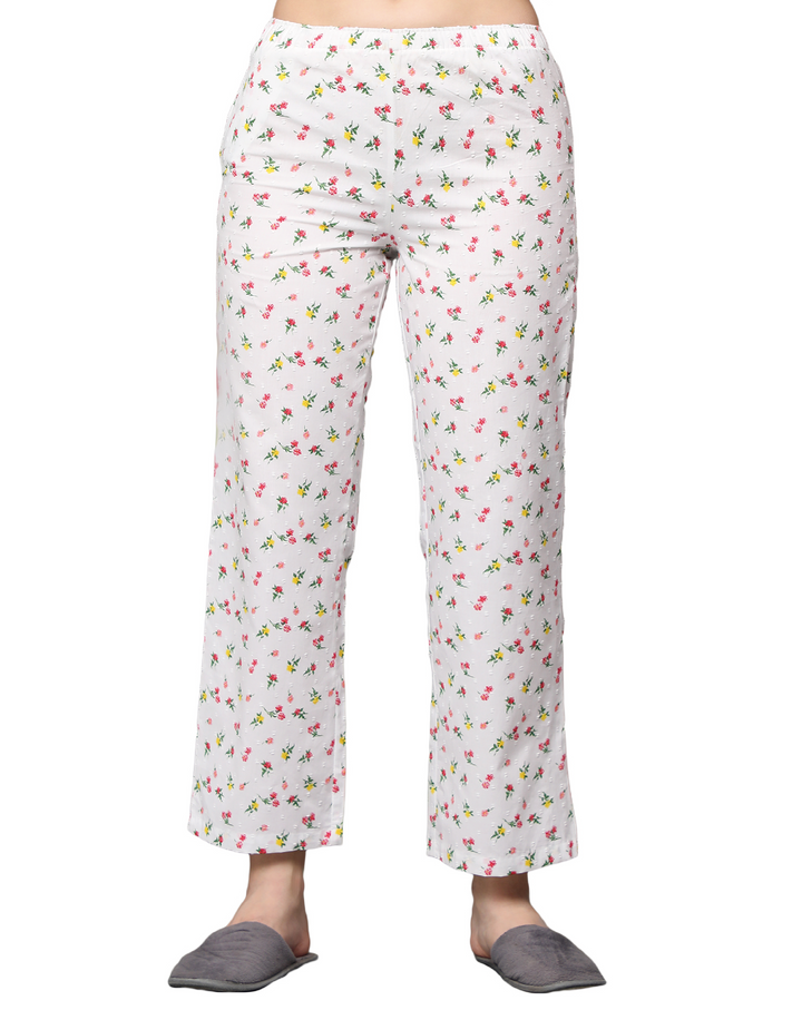 Nightwear Set - White Disty Floral Print