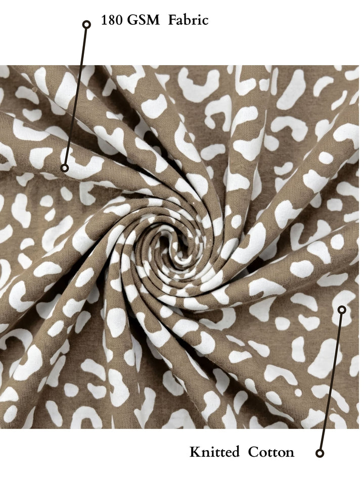 B STORIES Leopard Print Cotton Knit Throw Blanket | Soft, Breathable & Lightweight | All Season Couch, Bed & Sofa Throw | 81x59 Inches | 180 GSM | Brown