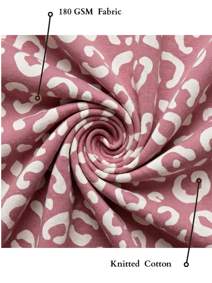 B STORIES Leopard Print Cotton Knit Throw Blanket | Soft, Breathable & Lightweight | All Season Couch, Bed & Sofa Throw | 81x59 Inches | 180 GSM | Pink