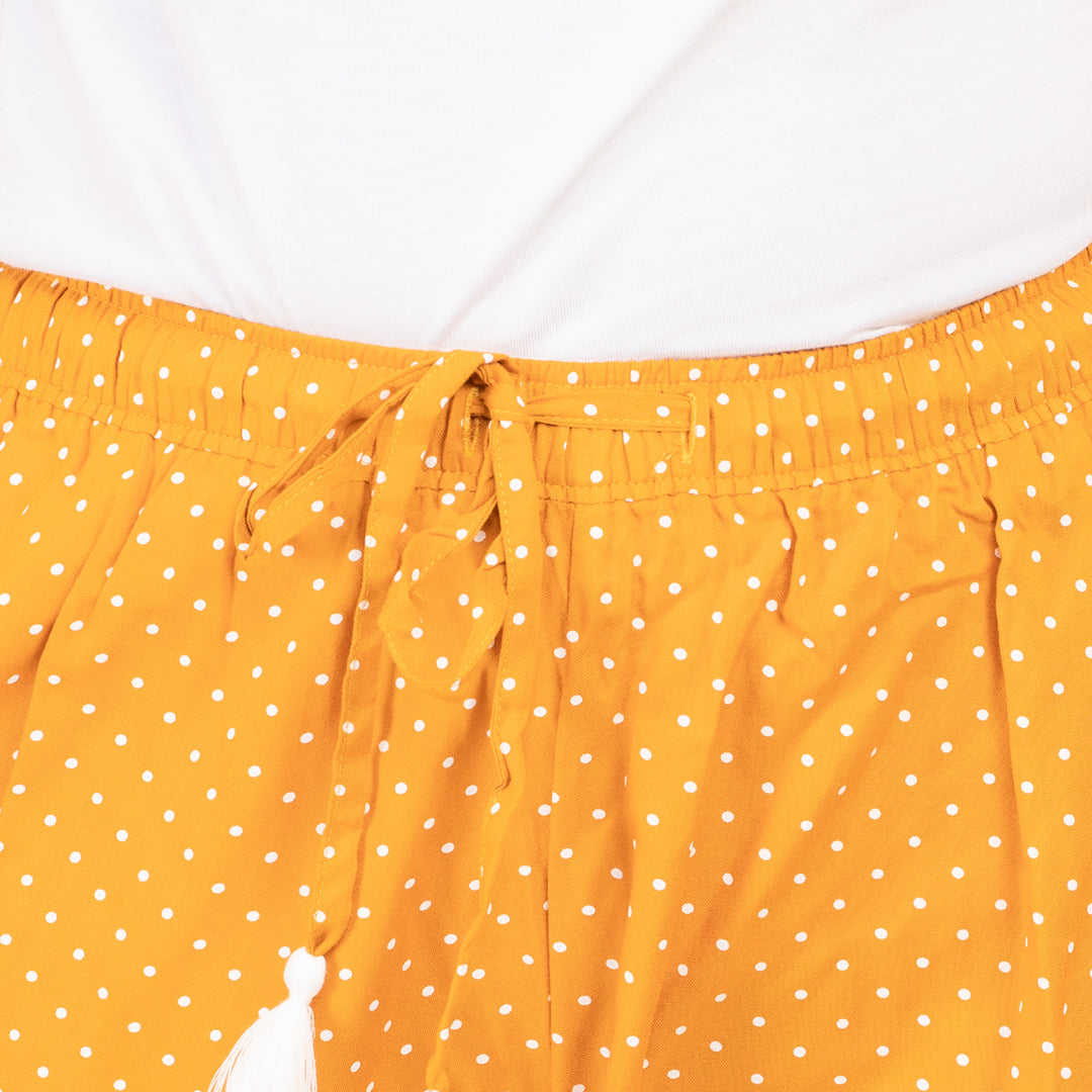 Viscose Culotte Shorts - Mustard Spot Print