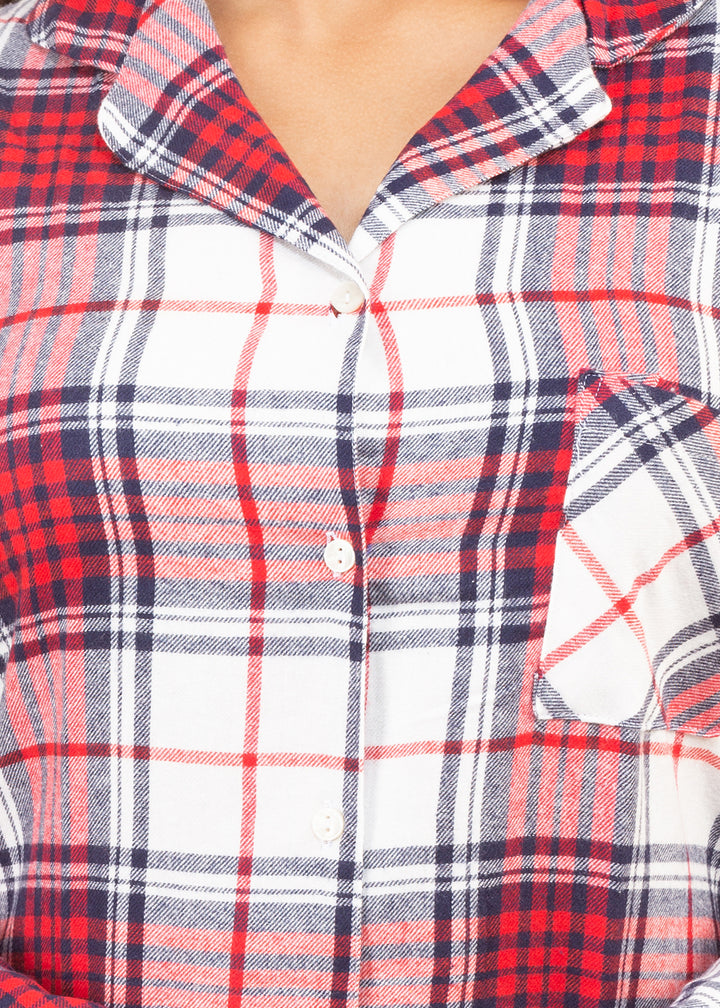 Nightwear Set - Red White Checks Traditional