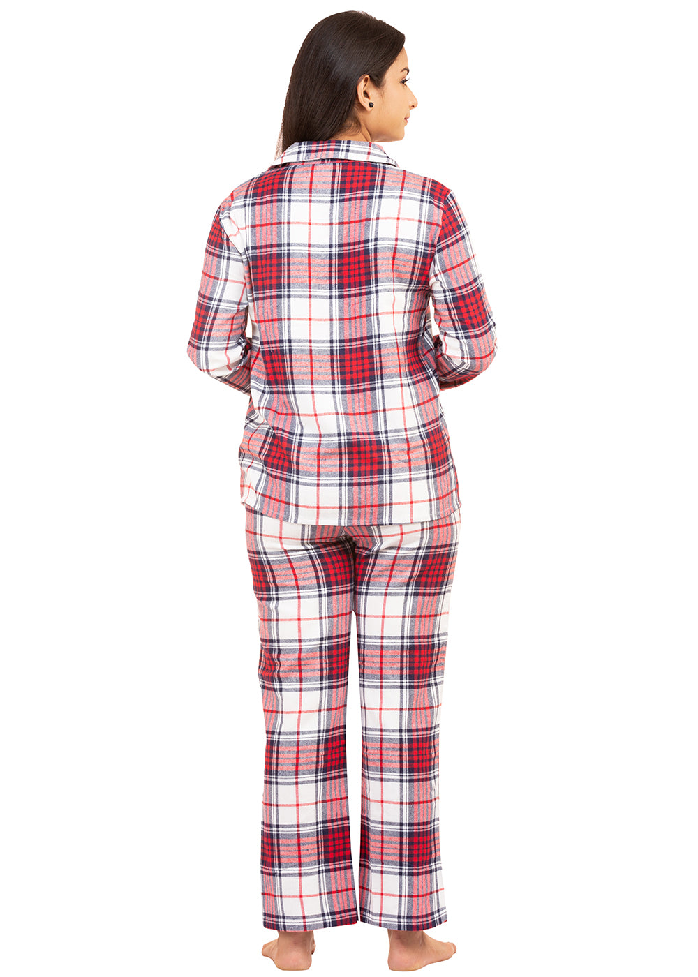 Nightwear Set - Red White Checks Traditional
