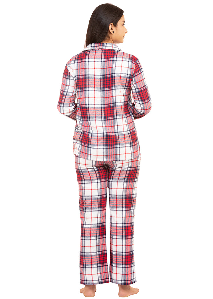 Nightwear Set - Red White Checks Traditional