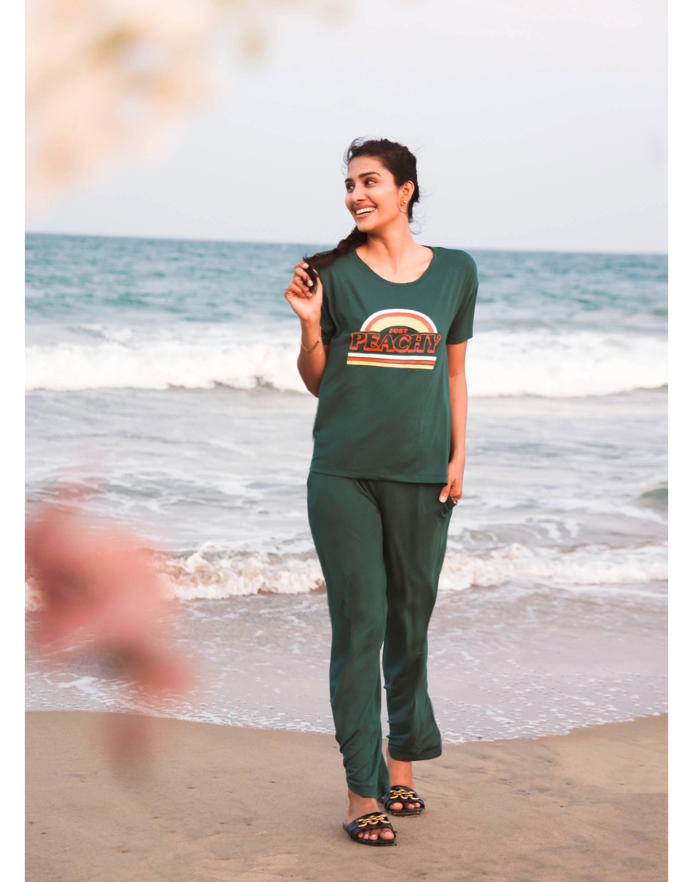 Pyjama Set for Women-Green Solid