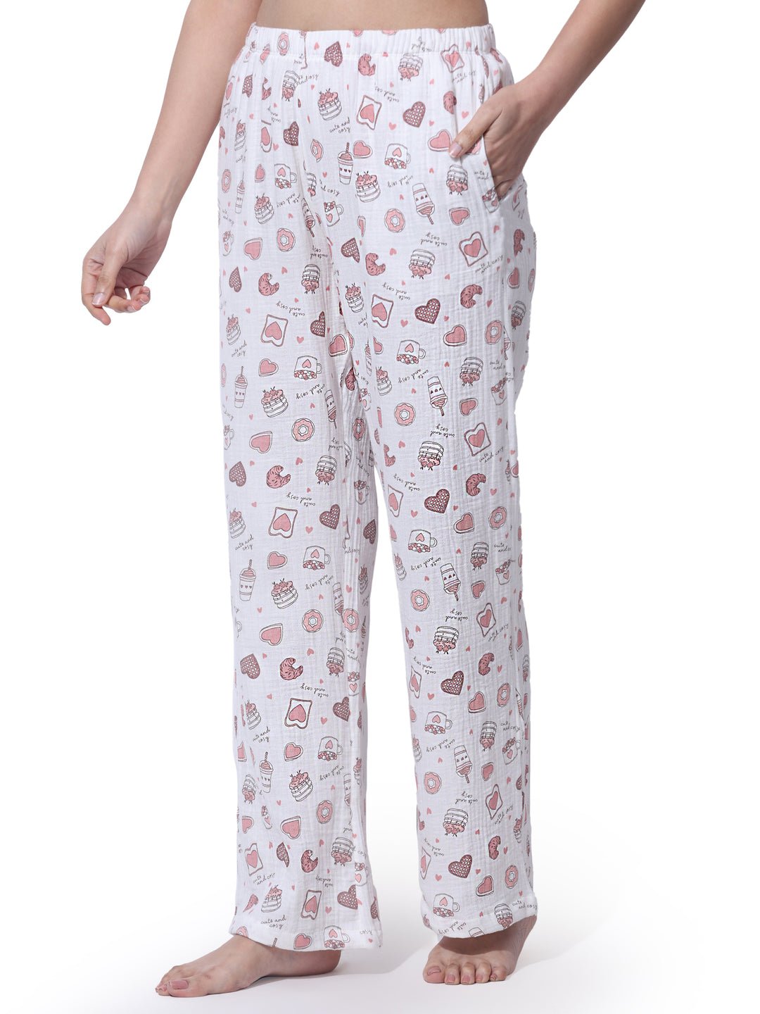 Stylish women’s off-white printed sleepwear shirt with short sleeves and relaxed fit. Comfortable viscose lounge top designed for nightwear and casual relaxation.