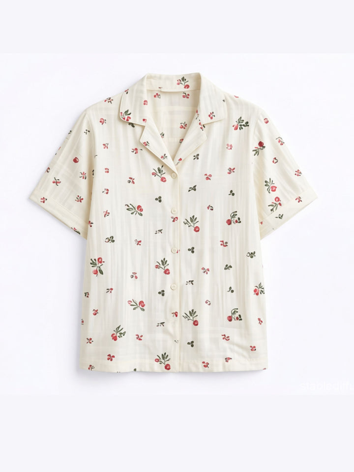 Half sleeve cotton top for women – button-down front from night suit set