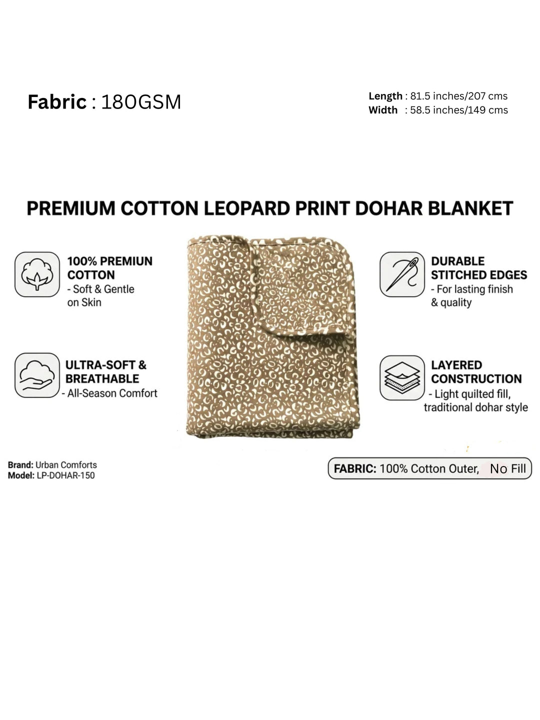 B STORIES Leopard Print Cotton Knit Throw Blanket | Soft, Breathable & Lightweight | All Season Couch, Bed & Sofa Throw | 81x59 Inches | 180 GSM | Brown