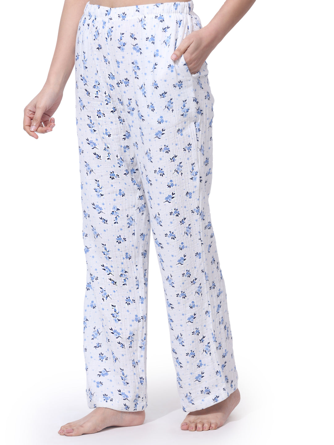Women's cotton pajama pants with side pockets and elastic waistband – comfortable sleepwear
